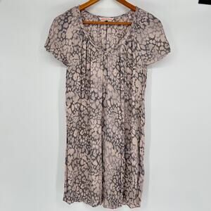 REBECCA TAYLOR Leopard Animal Print Mini Dress Womens 4 Pink Lightweight Flowy